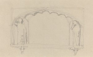 Skitse til et gotisk monument (Simcoe-monumentet?) af John Flaxman
