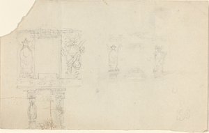 Struktur med figurer i asiatisk kjole (illustration til "Kisten"?) af John Flaxman