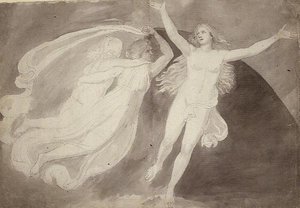 The Ascension of a Soul (blyant, pen og blæk med grå vask på papir) af John Flaxman