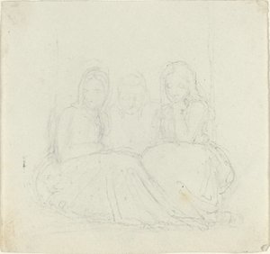 Tre siddende kvindefigurer af John Flaxman