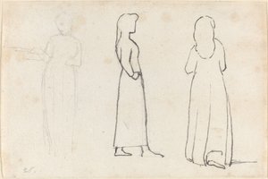 Tre skitser af en stående kvinde af John Flaxman