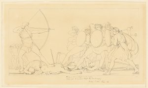 Odysseus dræber bejlerne af John Flaxman