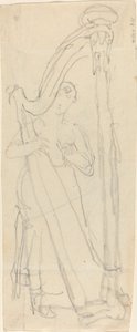 Kvinde, der spiller på en harpe (Lavinia Banks?) af John Flaxman