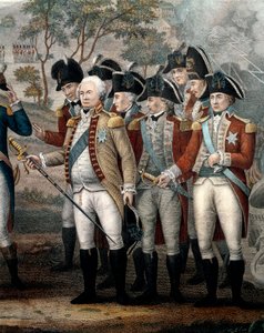De britiske officerer Tarleton, Cornwallis, Abercrombie, O