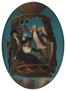 Kaptajn Vincenzo Lunardi med sin assistent George Biggin og fru Letitia Anne Sage i en ballon af John Francis Rigaud