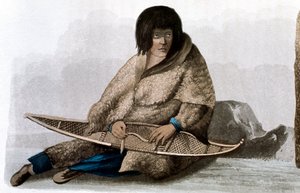 Indisk kobberpige, der reparerer snesko, 1823 af John Franklin