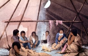 Interiør af Cree indiske telt, 1823