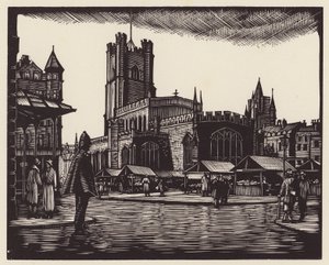 Cambridge: The Market (træsnit) af John Frederick Greenwood