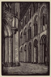 Ely-katedralen: The Nave looking West (træsnit) af John Frederick Greenwood
