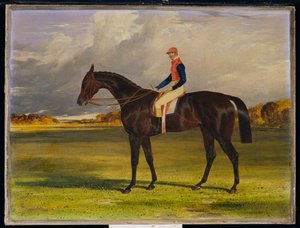 Jarlen af Chesterfields hoppeføl "Industry", med W. Scott Up, i et landskab, 1838 af John Frederick Herring Senior