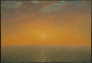 Solnedgang over havet af John Frederick Kensett