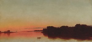 Skumring over sundet, Darien, Connecticut af John Frederick Kensett