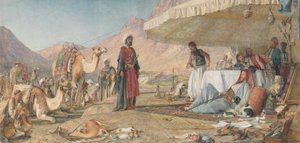En frank lejr i ørkenen ved Mount Sinai. 1842 - Klosteret St. Catherine i det fjerne af John Frederick Lewis