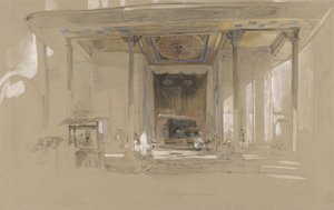 Hovedindgangen til den store moske (Ulucami) Bursa, Tyrkiet, ca. 1840 (wc og kropsfarve over grafit på vævet papir) af John Frederick Lewis