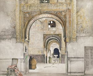 De to søstres sal (Sala de las dos Hermanas), fra "Sketches and Drawings of the Alhambra", graveret af Willam Gauci (fl.1825-54), 1835 af John Frederick Lewis