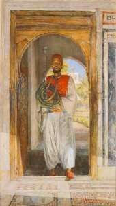 The Pipe Bearer, 1859 (pen, blæk, vask og farveblyant) af John Frederick Lewis
