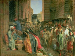 Gaden og moskeen i Ghooreyah, Kairo (panel) af John Frederick Lewis