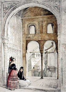 Vindue i ambassadørernes sal, fra skitser og tegninger af Alhambra, 1835 af John Frederick Lewis