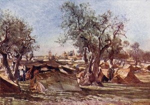 Beduinerlejr uden for den nordlige mur i Jerusalem af John Fulleylove