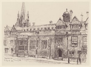 Brasenose College (litografi) af John Fulleylove
