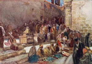 Indgangen til forpladsen til Gravkirken, Jerusalem af John Fulleylove