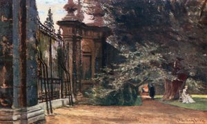 I Trinity College Gardens (farvelitografi)