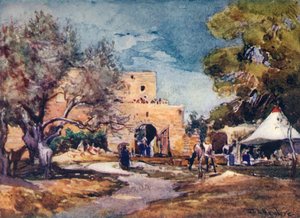 Middelalderbygning uden for Jerusalems nordmur, 1902. af John Fulleylove