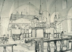 Spansk synagoge i Jerusalem - interiør, 1902. af John Fulleylove