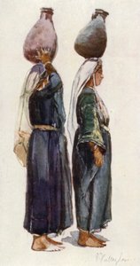 Studier af syriske bondekvinder (farve litho) af John Fulleylove
