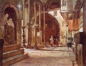 Salvelsesstenen, fra Korsfarerkirkens Ambulatorium (farve litho) af John Fulleylove