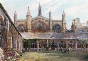 The Cloisters, New College (farvelitografi)