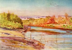 The Ford of the Jordan nær Jericho, 1902. af John Fulleylove