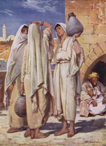 Det hellige land: Syriske kvinder ved en brønd (farve litho) af John Fulleylove