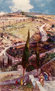 Den nordøstlige ende af Jerusalem og Mizpa fra Oliebjerget, 1902. af John Fulleylove