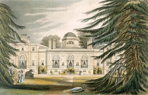Havefronten til Chiswick House (farvegravering) af John Gendall