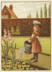 Pige vander haven (farve litho)