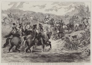 En hær på march, bagvagten med bagagevognene, i udstillingen på Royal Academy af John Gilbert