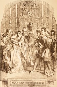 Illustration til Much Ado About Nothing, fra "The Illustrated Library Shakespeare", udgivet i London 1890 af John Gilbert