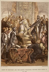 Simon de Montfort og baronerne kræver reformer fra Henrik III, 1258, indgraveret af Thomas Bolton af John Gilbert
