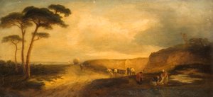 Landskab med figurer af John Glen Wilson