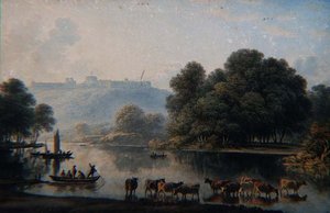 Udsigt over Windsor Castle fra Themsen (akvarel) af John Glover