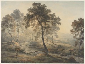 Tidlig morgen nær Loch Katrine i Trossachs, Skotland af John Glover