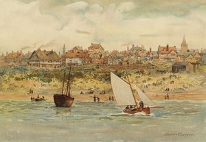 Liverpool: En udsigt over New Brighton fra havet (farve litho)