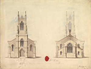 Design for den foreslåede kirke i Middlesborough, 1837