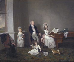 John Richard Comyns fra Hylands Essex, med sine døtre, 1775