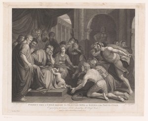 Pyrrhus bragt til kong Glaucias som barn til beskyttelse Pyrrhus, når et barn bringer til Glaucias King of Illyria for beskyttelse (titel på objektet) Hovedmalerier i England (serietitel) The Most Capital Paintings in England (serie tit