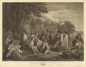 William Penns traktat med indianerne af John Hall after Benjamin West