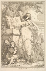 Komedie fra Femten Etchings Dedikeret til Sir Joshua Reynolds, 8. december 1778. af John Hamilton Mortimer