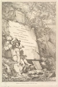 Frontispice Femten Etchings Dedikeret til Sir Joshua Reynolds, 1778. af John Hamilton Mortimer