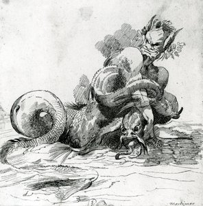 Illustration af et havmonster, 1700-tallet
